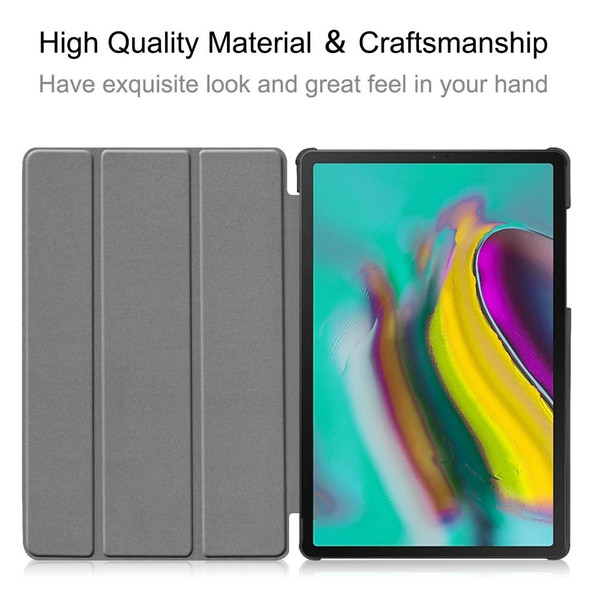 ENKAY High Quality PU Leatherette + Plastic Bottom Smart Case with Three-folding Holder for Samsung Galaxy Tab S5e 10.5 T720 / T725(Black)