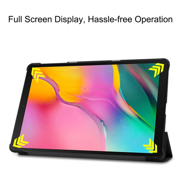 ENKAY PU Leatherette + Plastic Bottom Case with Three-folding Holder for Galaxy Tab A 10.1 (2019) T510 / T515(Black)