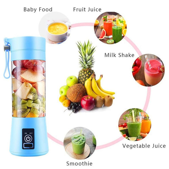 USB Rechargeable Electric Automatic Vegetable Fruit Citrus Orange Juice Maker Cup Mixer Bottle (380ML 2 Blender)