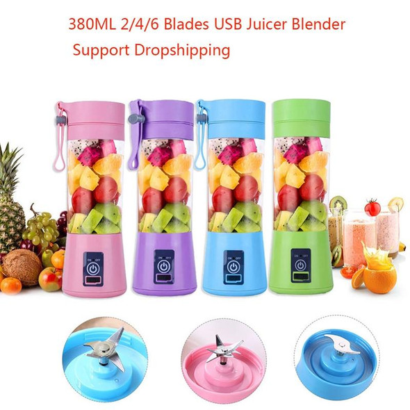 USB Rechargeable Electric Automatic Vegetable Fruit Citrus Orange Juice Maker Cup Mixer Bottle (380ML 2 Blender)