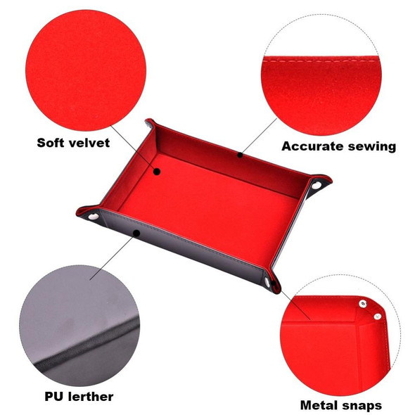 2 PCS PU Leatherette Folding Hexagonal Dice Game Bar Club Dice Storage Tray(Red)