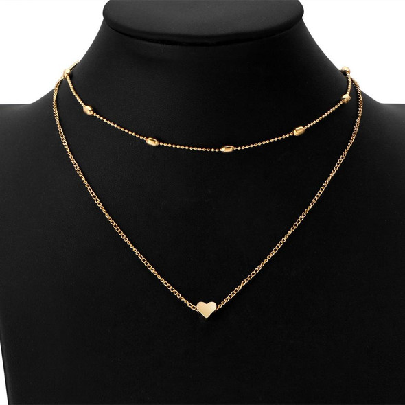 Jewelry Vintage Simple Copper Heart Multi - Layer Clavicle Necklace Wholesale Necklace(Silver)