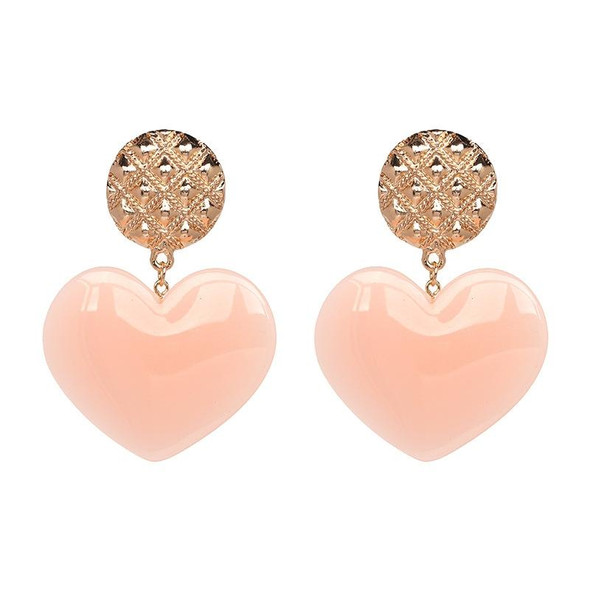 Peach Heart Earrings Retro Series Acrylic Stud Earrings for Women(Skin Pink)