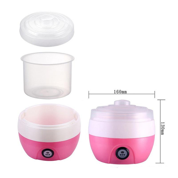Electric Automatic Yogurt Maker Machine Yoghurt DIY Tool Kithchen Plastic Container 220V Capacity: 1L(Pink)