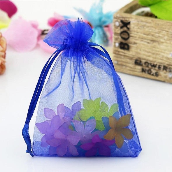 100 PCS Gift Bags Jewelry Organza Bag Wedding Birthday Party Drawable Pouches, Gift Bag Size:16X22cm(Sapphire Blue)