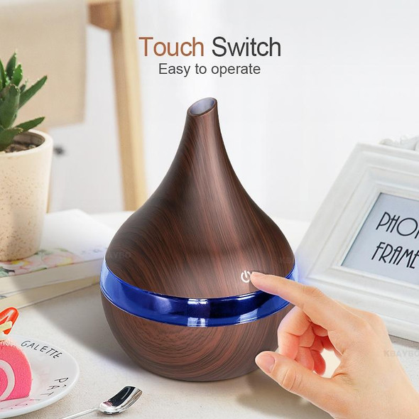 2 PCS 300ml USB Electric Aroma air diffuser wood Ultrasonic air humidifier Essential oil Aromatherapy Cool Mist Maker(Flat Mouth Light Wood Grain)