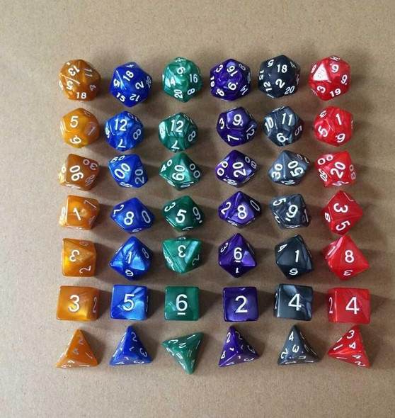 5 Set Creative RPG Game Dice Colorful Multicolor Dice Mixed DND Dice(White)