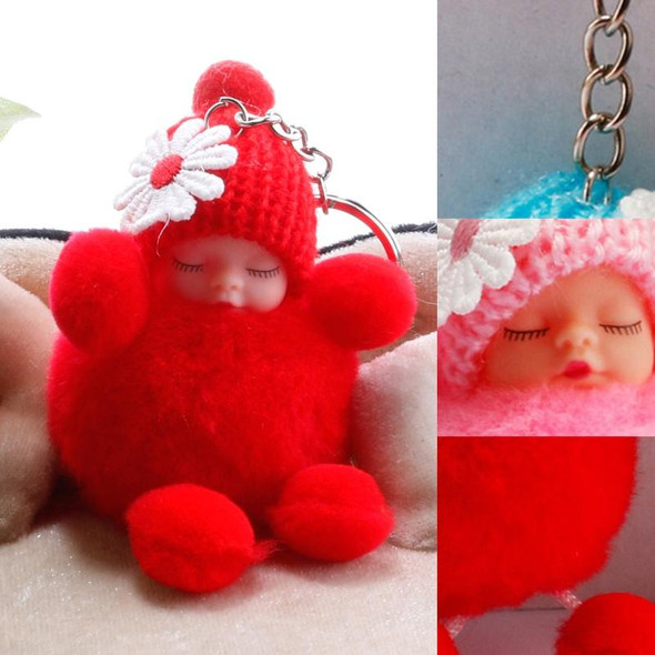 Sleeping Baby Doll Ball Key Chain Car Keyring Holder Bag Pendant Charm Keychain(Yellow)