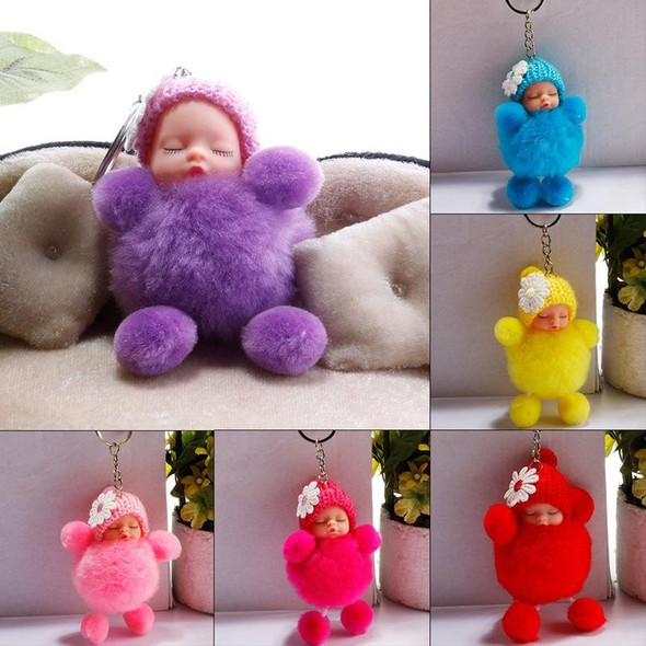 Sleeping Baby Doll Ball Key Chain Car Keyring Holder Bag Pendant Charm Keychain(Purple)