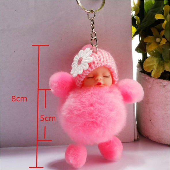 Sleeping Baby Doll Ball Key Chain Car Keyring Holder Bag Pendant Charm Keychain(Pink)