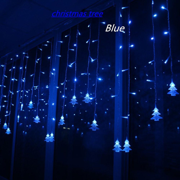 3.5M 96 Leds Curtain Christmas Tree Icicle String Lights Fairy Lights Christmas New Year Lights Wedding Party Decoration, Wattage:110V US Plug(Blue)