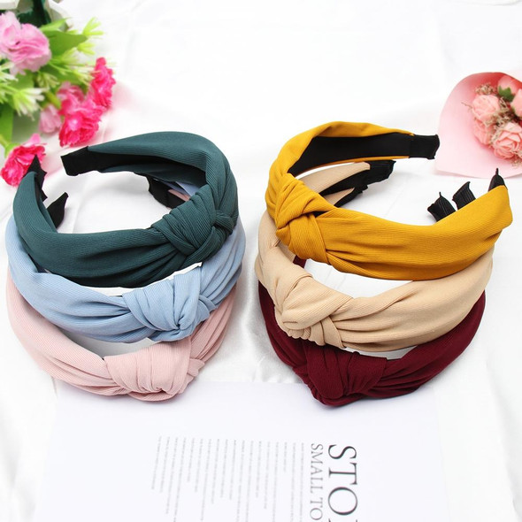 Soft Knotted Headband Hairband Lady Bow Hair Hoop Hair Accessories(Yellow)