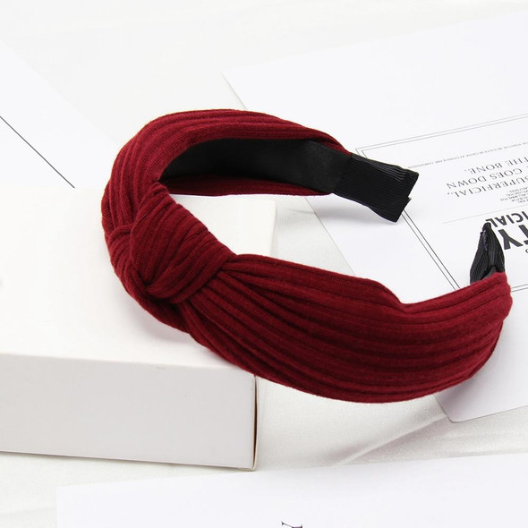 Soft Knotted Headband Hairband Lady Bow Hair Hoop Hair Accessories(Wine red)(Wine Red)