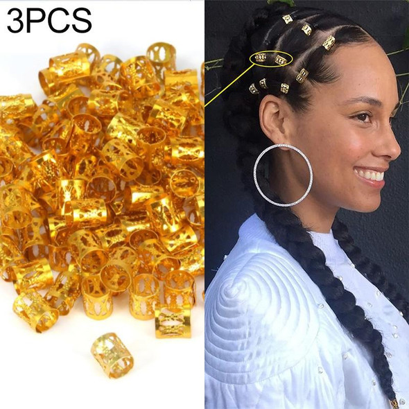 3 PCS Dreadlocks Aluminum Rice Beads Hair Accessories(Gold)