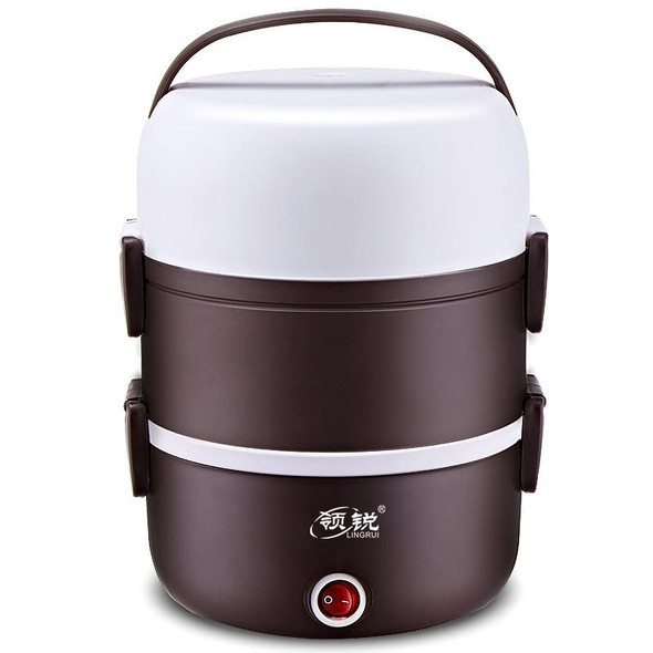 LINGRUI Multi-Function Electric Lunch Box Electric Heating Insulation Cooking Mini Rice Cooker, CN Plug, Specification:Three Layer(Purple)