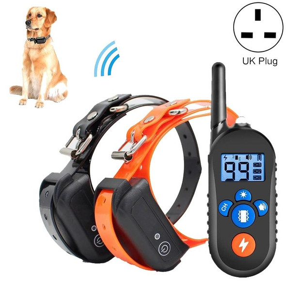 800m Remote Control Electric Shock Bark Stopper Vibration Warning Pet Supplies Electronic Waterproof Collar Dog Training Device, Style:556-2(UK Plug)