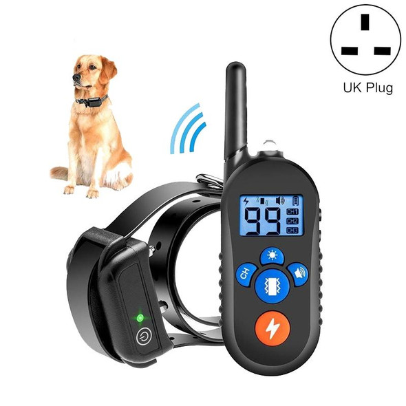 800m Remote Control Electric Shock Bark Stopper Vibration Warning Pet Supplies Electronic Waterproof Collar Dog Training Device, Style:556-1(UK Plug)