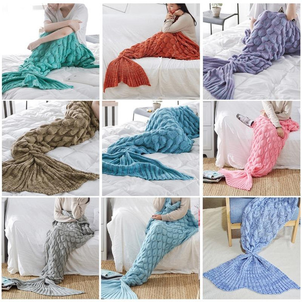 Mermaid Tail Knitted Blanket Fish Tail Blanket, Size:60x140cm(Orange)