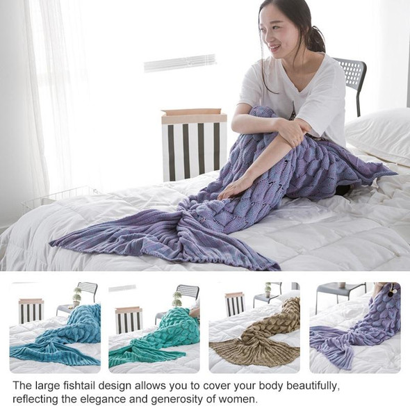 Mermaid Tail Knitted Blanket Fish Tail Blanket, Size:60x140cm(Cocoa)