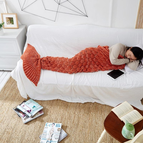 Mermaid Tail Knitted Blanket Fish Tail Blanket, Size:60x140cm(Cocoa)