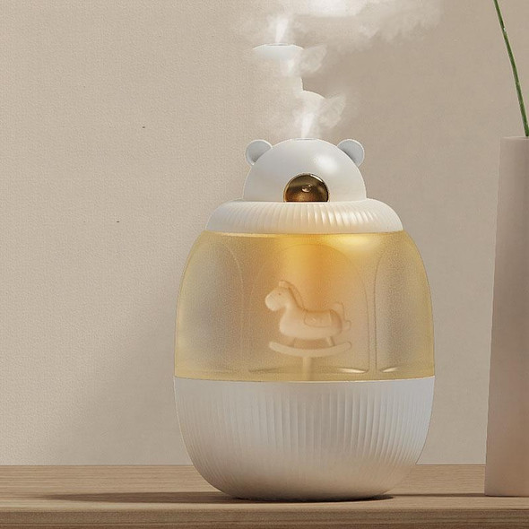 MJ010 USB Air Humidifier Home Small Bedroom Desktop Carousel Air Humidifier with Music Box, USB Plug-in Type(White)