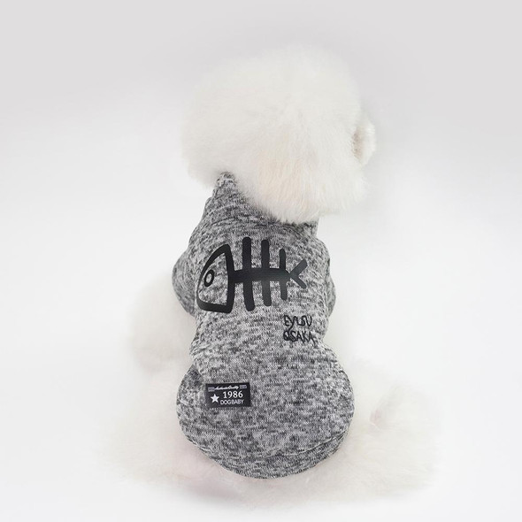 Autumn  Winter Pet Clothes Pet Vest Fishbone Hoodie for Puppy Dog, Size:S(Grey)