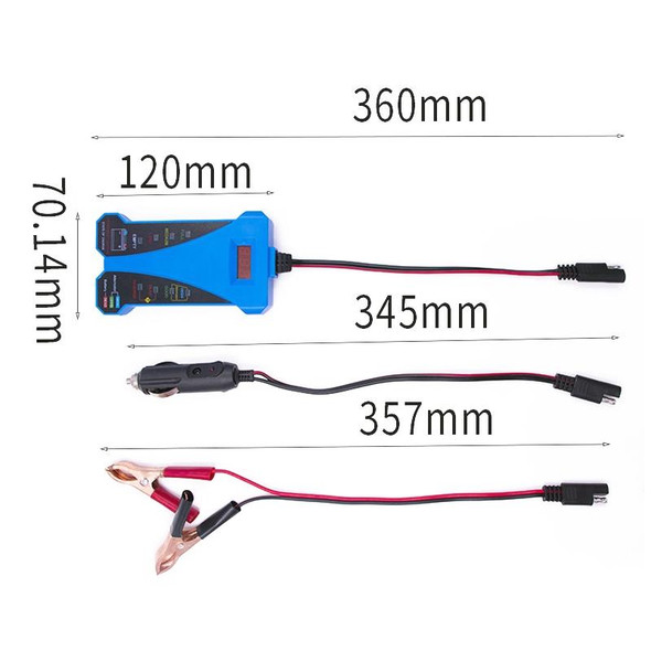 12V Three-In-One Battery Tester Digital Display Tester (Blue)