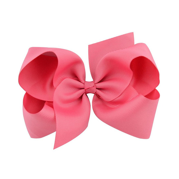 5 PCS 6 Inch Colorful Kids Girls Big Solid Ribbon Hair Bow Clips(27)