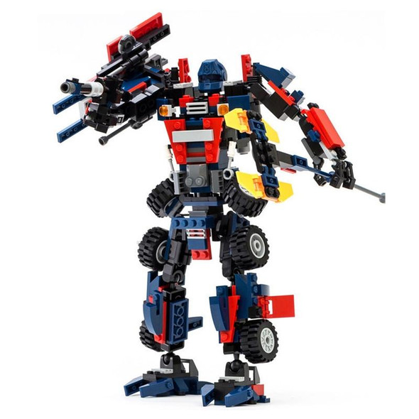 2 In 1 Transformation Series Robot Vehicle Sport Car DIY Building Blocks Kit Toys for Kids(Blue)