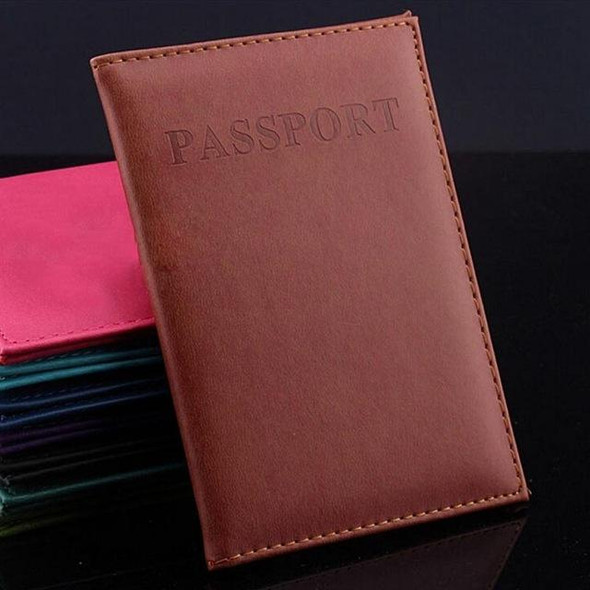 Artificial Leatherette Travel Passport Cover(yellow brown)