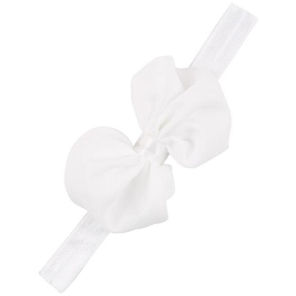 2 PCS Baby Headband Ribbon Chiffon Bow Children Hair Band Headwear(White)