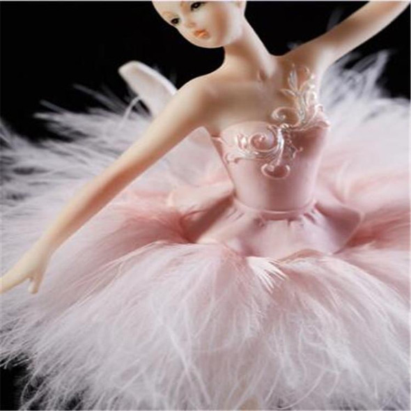 Elegant Refined Ballerina Dance Carousel Music Box Barbie Feather Music Box(Pink)