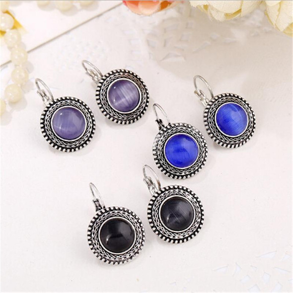 Boho Big Drop Earrings - Women Jewelry Carved Vintage Tibetan Silver Bohemian Long Earrings(Purple)