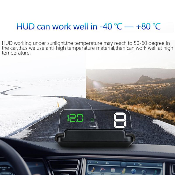 C500 Car HUD Virtual HD Projection Head-up Display, With Adjustable Reflection Board, Speed & RPM & Water Temperature & Oil Consumption & Driving Distance / Time & Voltage Display, Over Speed Alarm, Connect OBD2 Interface(Green)