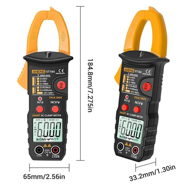 ANENG ST184 Automatically Identify Clamp-On Smart Digital Multimeter(Yellow)