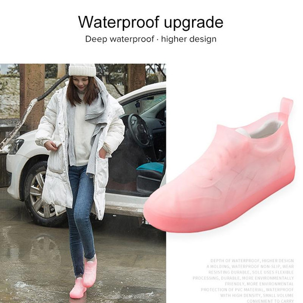 Portable Rain Boots Non-Slip Reusable Waterproof PVC Shoes Covers(White)