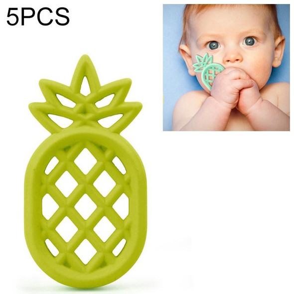 5 PCS Pineapple Silicone Teether Babies Teething Pendant Nursing Soft Silicone Safe Toys for Soothe Teething Baby(Grass Green)