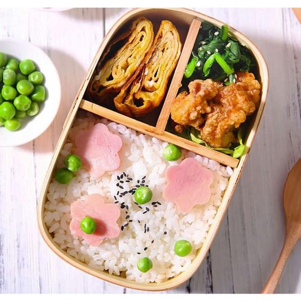 Wood Environmental Protection Tableware Portable Lunch Box Bento Box, Style:Double Layer(Wood Color)
