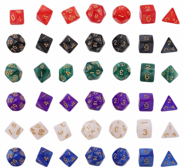 5 Set Creative RPG Game Dice Colorful Multicolor Dice Mixed DND Dice(Blue)