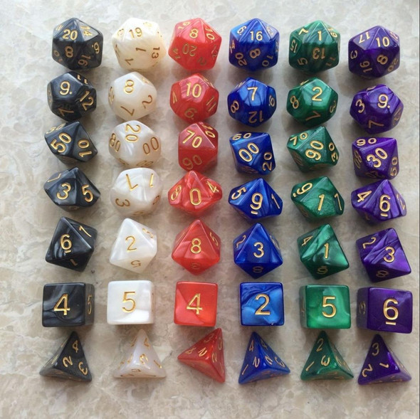 5 Set Creative RPG Game Dice Colorful Multicolor Dice Mixed DND Dice(Blue)