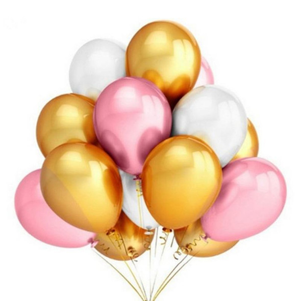 45 PCS 12 Inch Pearl Latex Balloons Birthday Wedding Party Decor with Colored Ribbon(Pink+gold+silver)