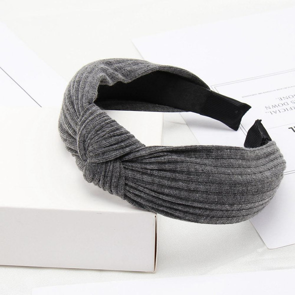 Soft Knotted Headband Hairband Lady Bow Hair Hoop Hair Accessories(Dark gray)(Dark Gray)