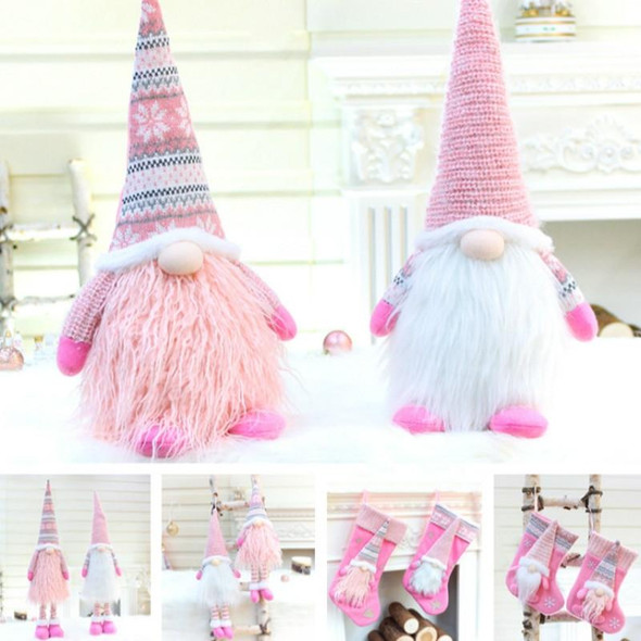 Christmas Faceless Dolls Holiday Decorations Children Gift, Style:32017(Pink)