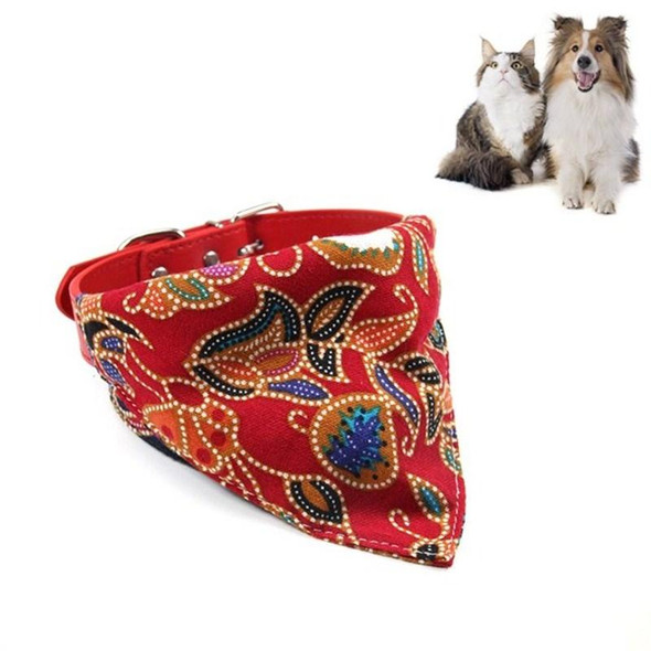 5 PCS Cotton Pet Bib Cat Headband Dog Saliva Towel, Size:S(Red)