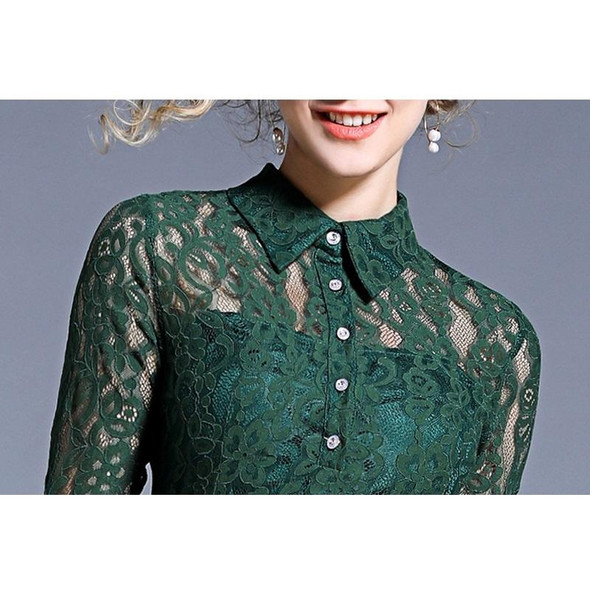 Fashion Vintage Elegant Lace Dress (Color:Green Size:XXL)