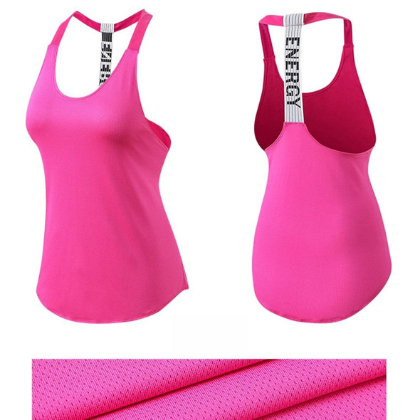 Sexy T-shaped Back Hollow Strap Quick Drying Loose Vest (Color:Rose Red Size:XL)