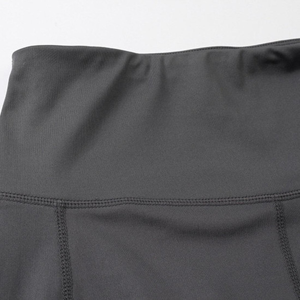 High Waist Yoga Slant Pocket Exercise Quick Dry Tight Elastic Fitness Shorts (Color:Colorful Black Size:XXL)