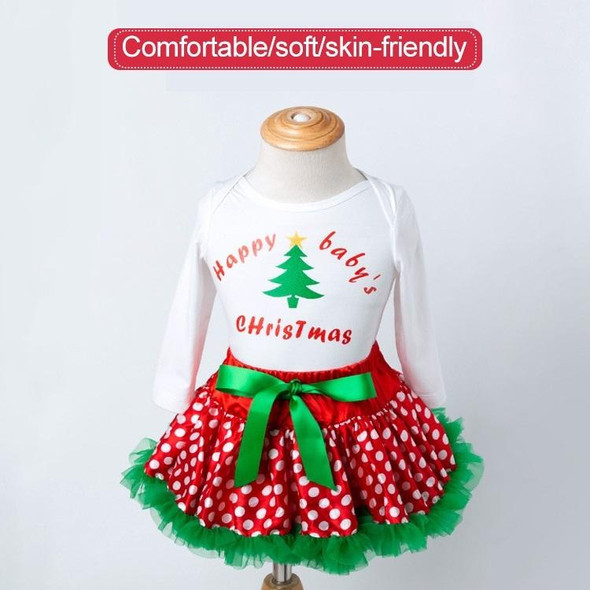 Baby Christmas Long Sleeve Cartoon Romper Net Gauze Tutu Set (Color:Christmas Hat Size:73)