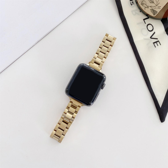 Three-beads Steel Watch Band - Apple Watch Series 7 45mm / 6 & SE & 5 & 4 44mm / 3 & 2 & 1 42mm(Gold)
