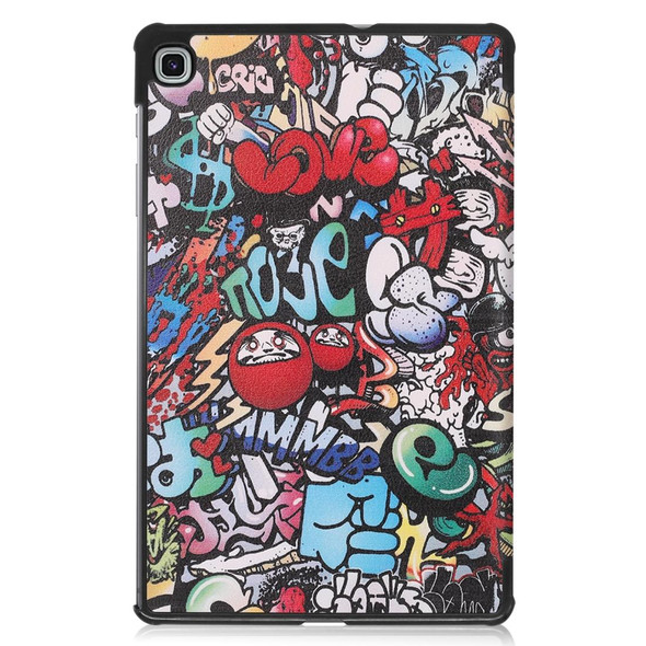 Samsung Galaxy Tab S6 Lite P610 10.4 inch Colored Drawing Horizontal Flip Leather Case, with Three-folding Holder(Graffiti)